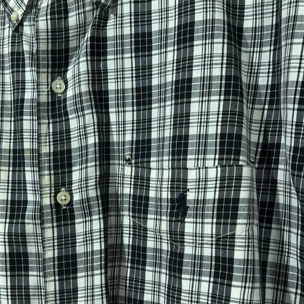 Ralph Lauren Men's L Black White Marlowe Shirt Plaid Long‎ Sleeve Button Up